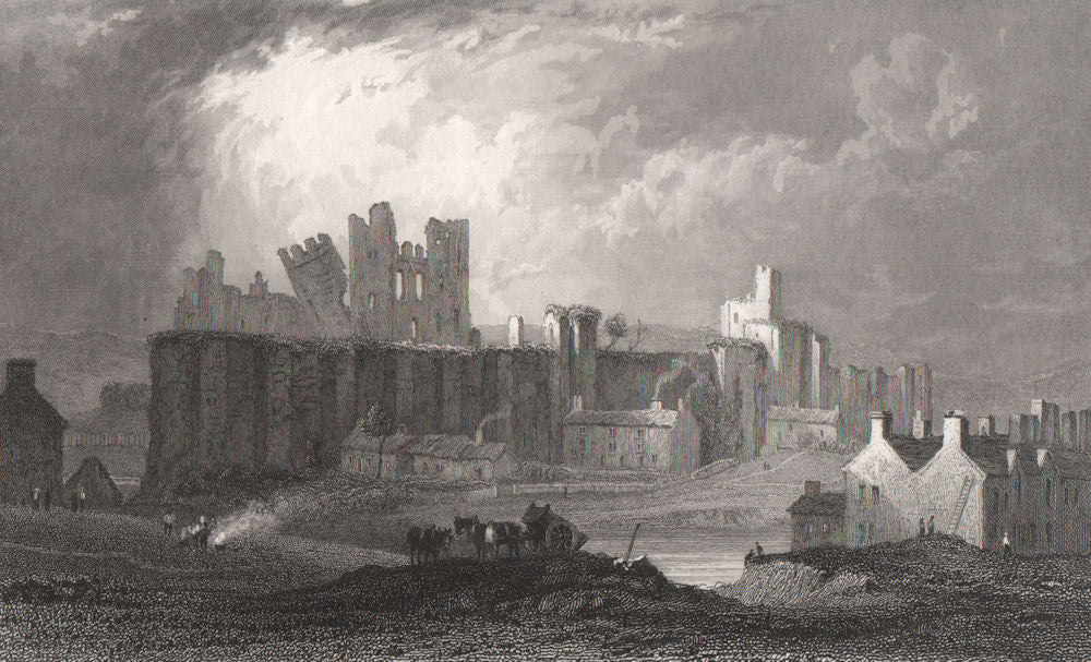 Caerphilly, Glamorganshire, Wales, by Henry Gastineau 1835 old antique print